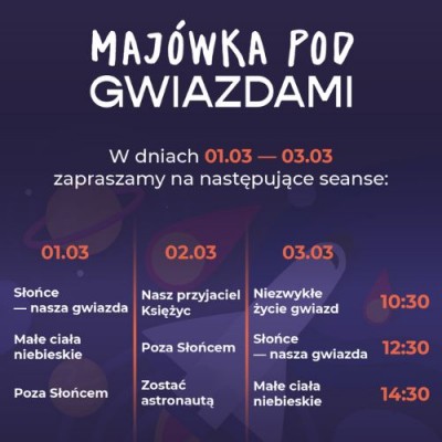 Majowe seanse w Planetarium