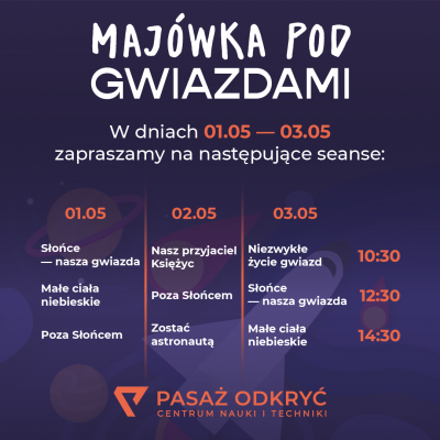 Majowe seanse w Planetarium